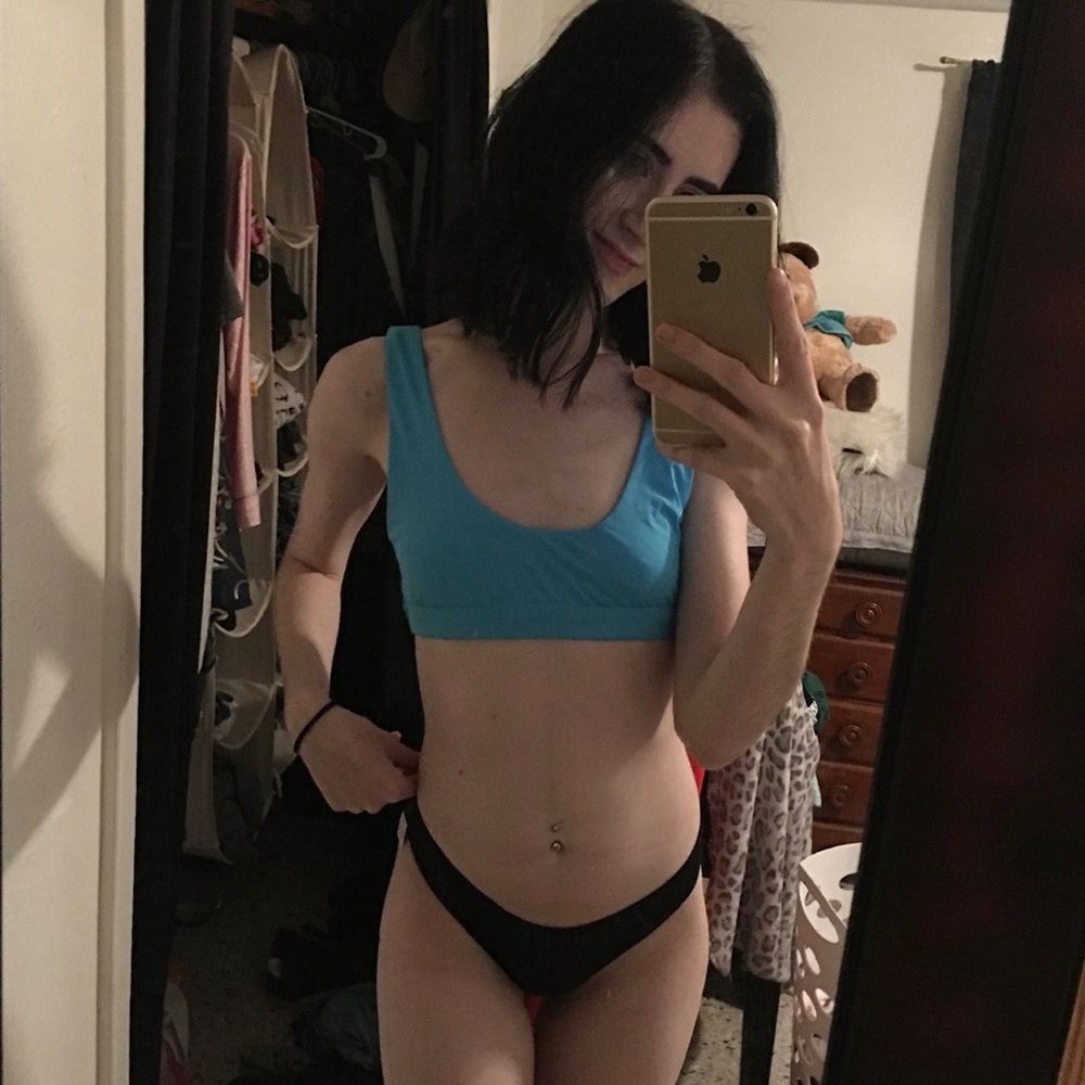 Swimsuit, pac sun top and victorias secret bottoms